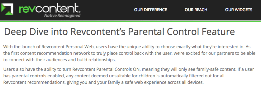 Revcontent Parental Controls